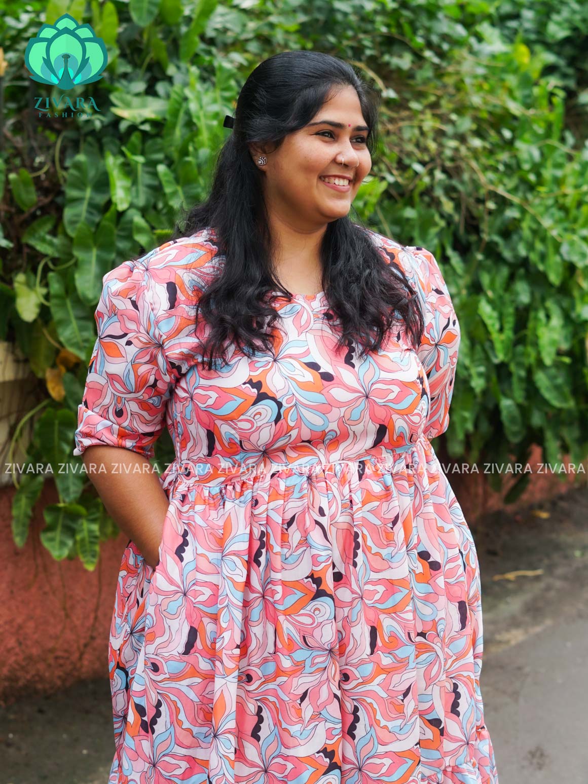 Mihira - FLORAL Comfy beautiful print Two tier COTTON  long maxis - Label Zivara