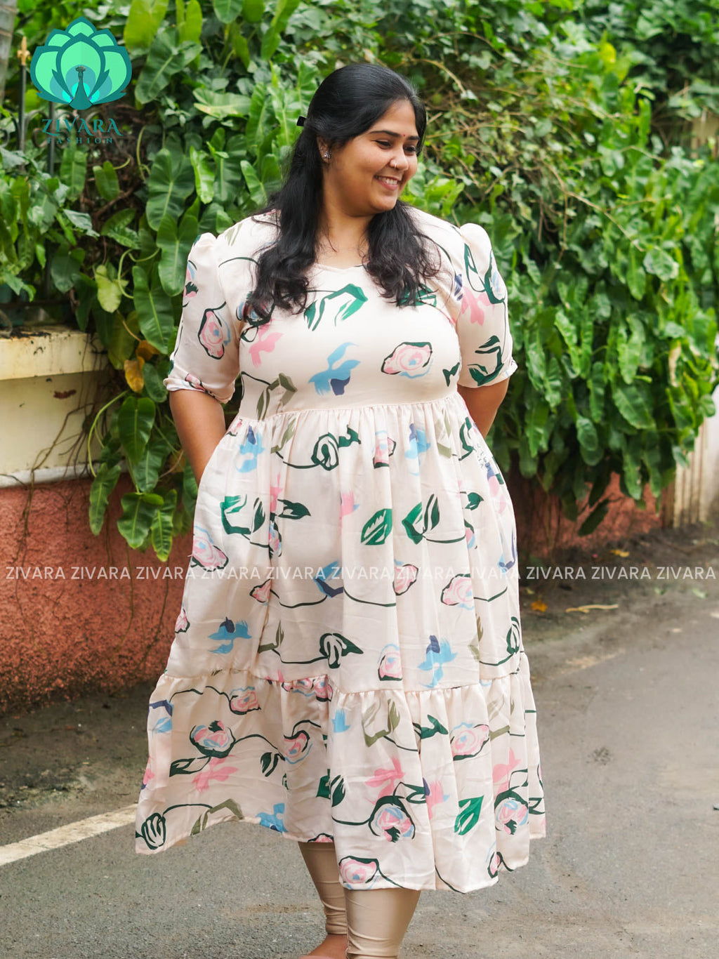 Mihira - FLORAL Comfy beautiful print Two tier COTTON  long maxis - Label Zivara