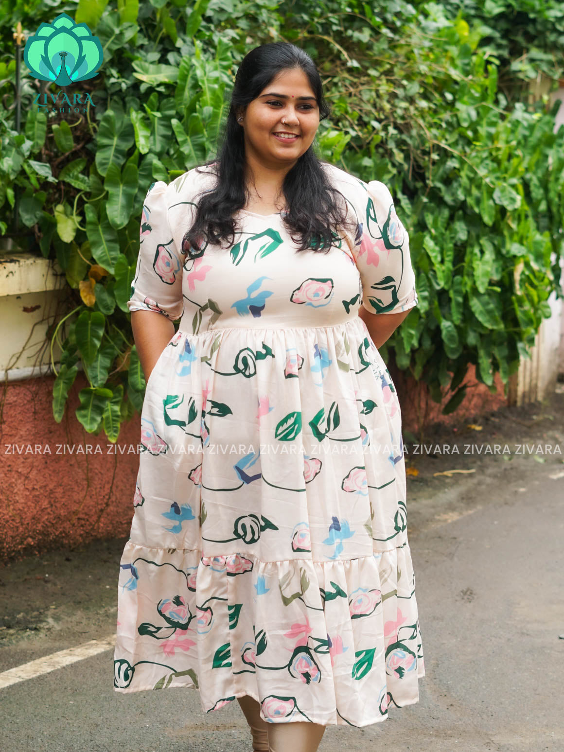 Mihira - FLORAL Comfy beautiful print Two tier COTTON  long maxis - Label Zivara