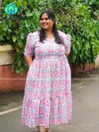Mihira - FLORAL Comfy beautiful print Two tier COTTON  long maxis - Label Zivara