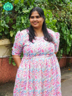 Mihira - FLORAL Comfy beautiful print Two tier COTTON  long maxis - Label Zivara