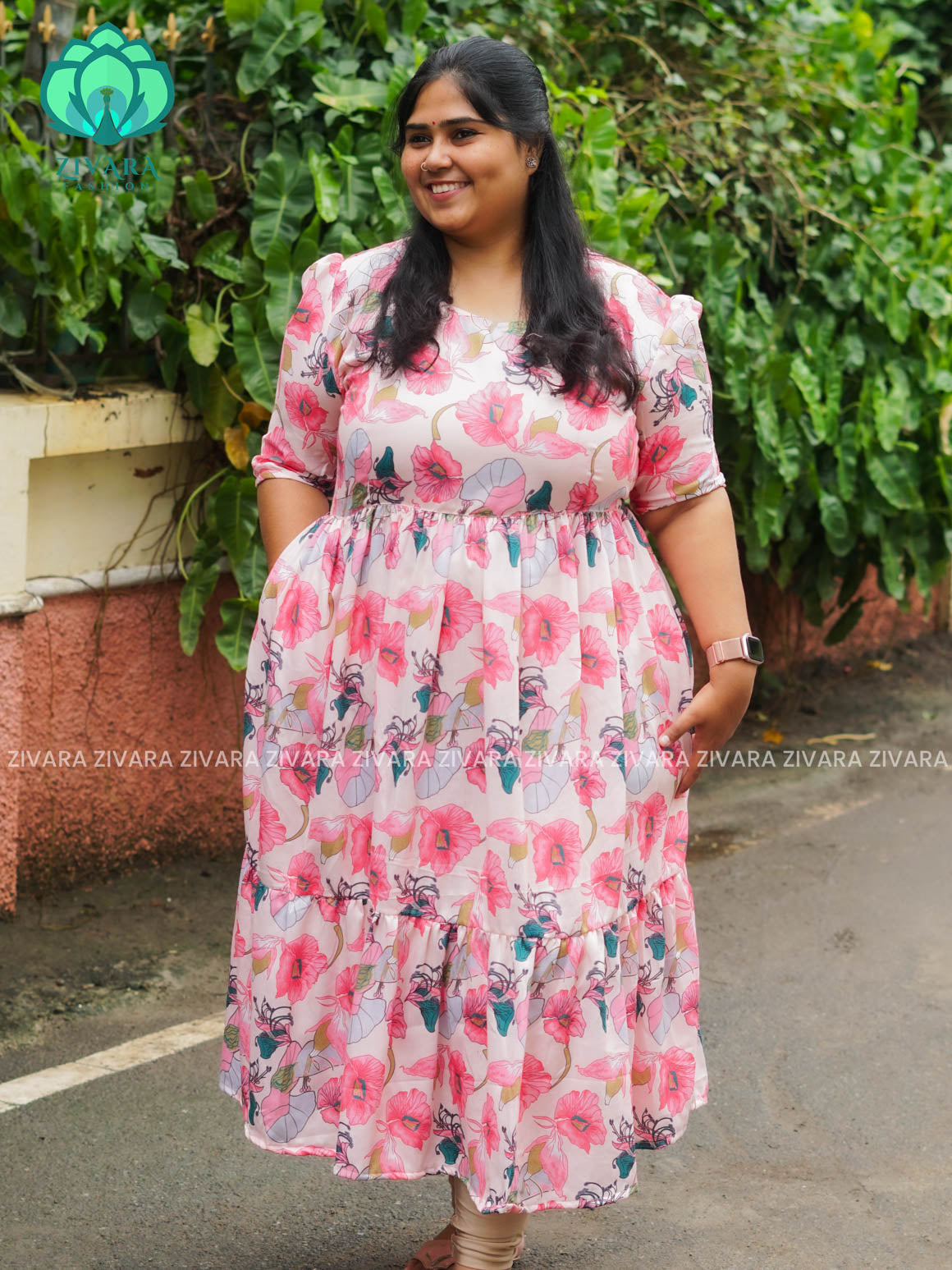 Mihira - FLORAL Comfy beautiful print Two tier COTTON  long maxis - Label Zivara