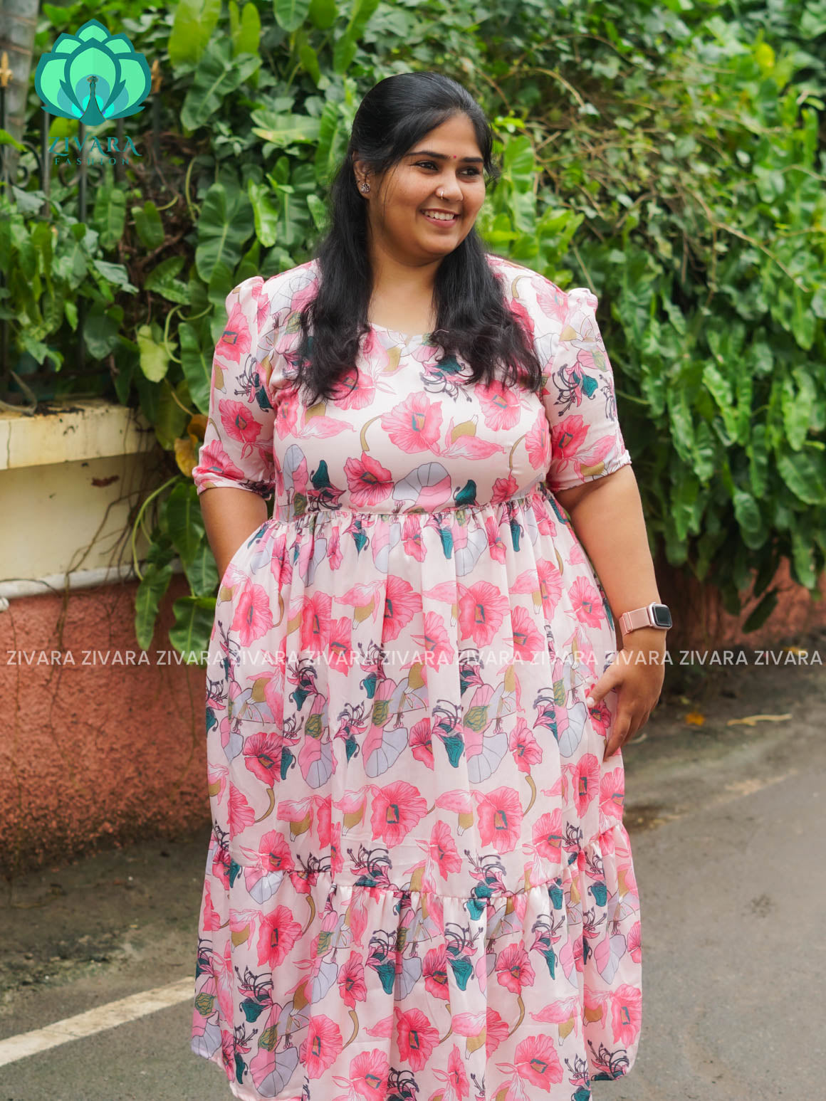 Mihira - FLORAL Comfy beautiful print Two tier COTTON  long maxis - Label Zivara