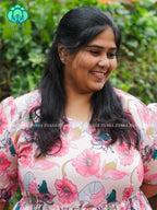 Mihira - FLORAL Comfy beautiful print Two tier COTTON  long maxis - Label Zivara