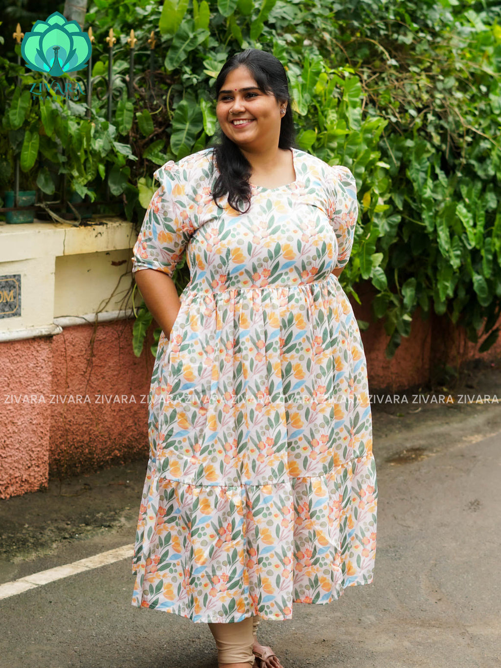 Mihira - FLORAL Comfy beautiful print Two tier COTTON  long maxis - Label Zivara