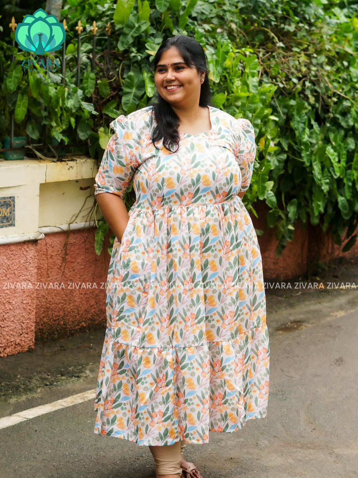 Mihira - FLORAL Comfy beautiful print Two tier COTTON  long maxis - Label Zivara