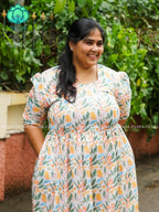 Mihira - FLORAL Comfy beautiful print Two tier COTTON  long maxis - Label Zivara