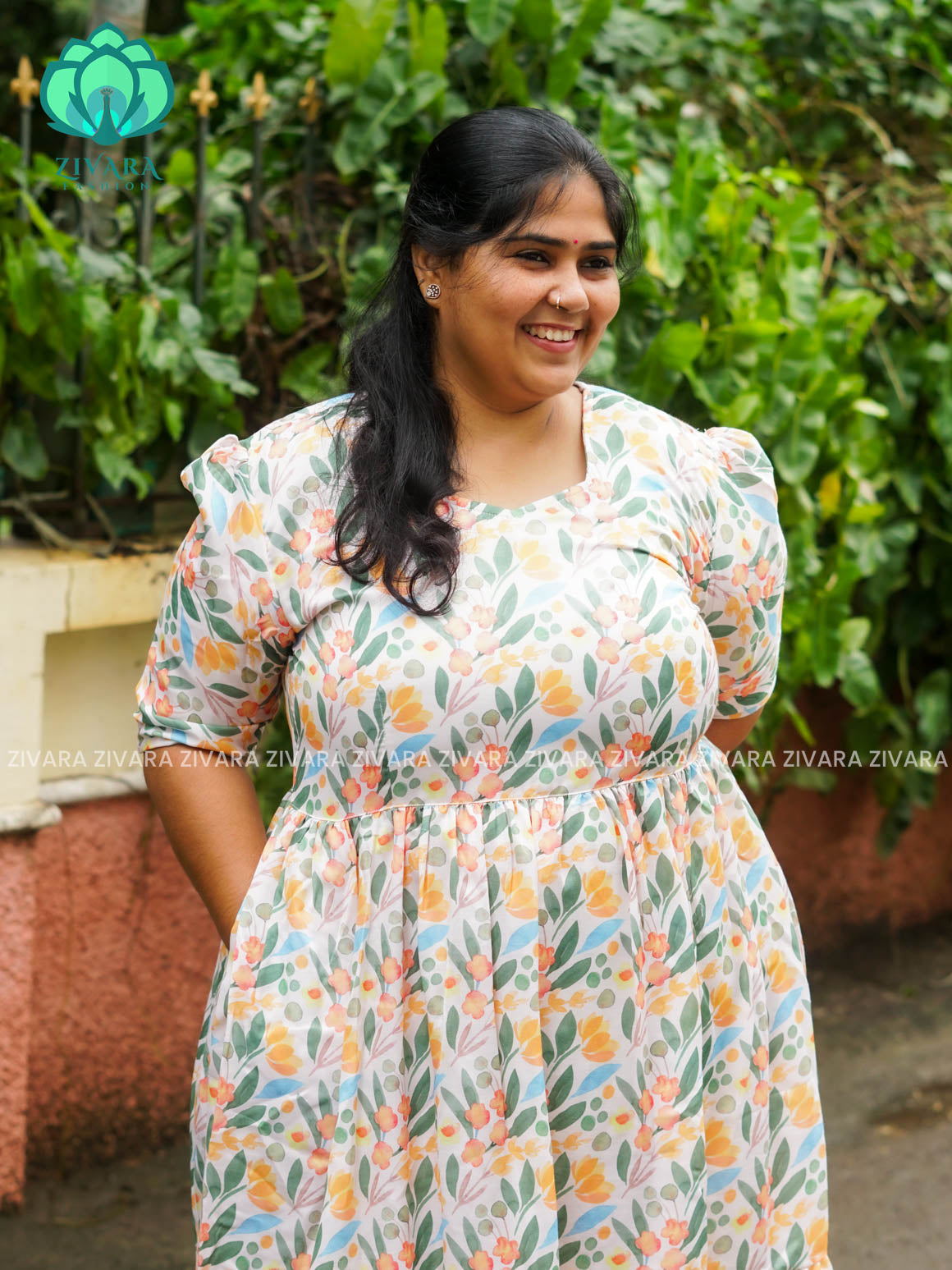 Mihira - FLORAL Comfy beautiful print Two tier COTTON  long maxis - Label Zivara