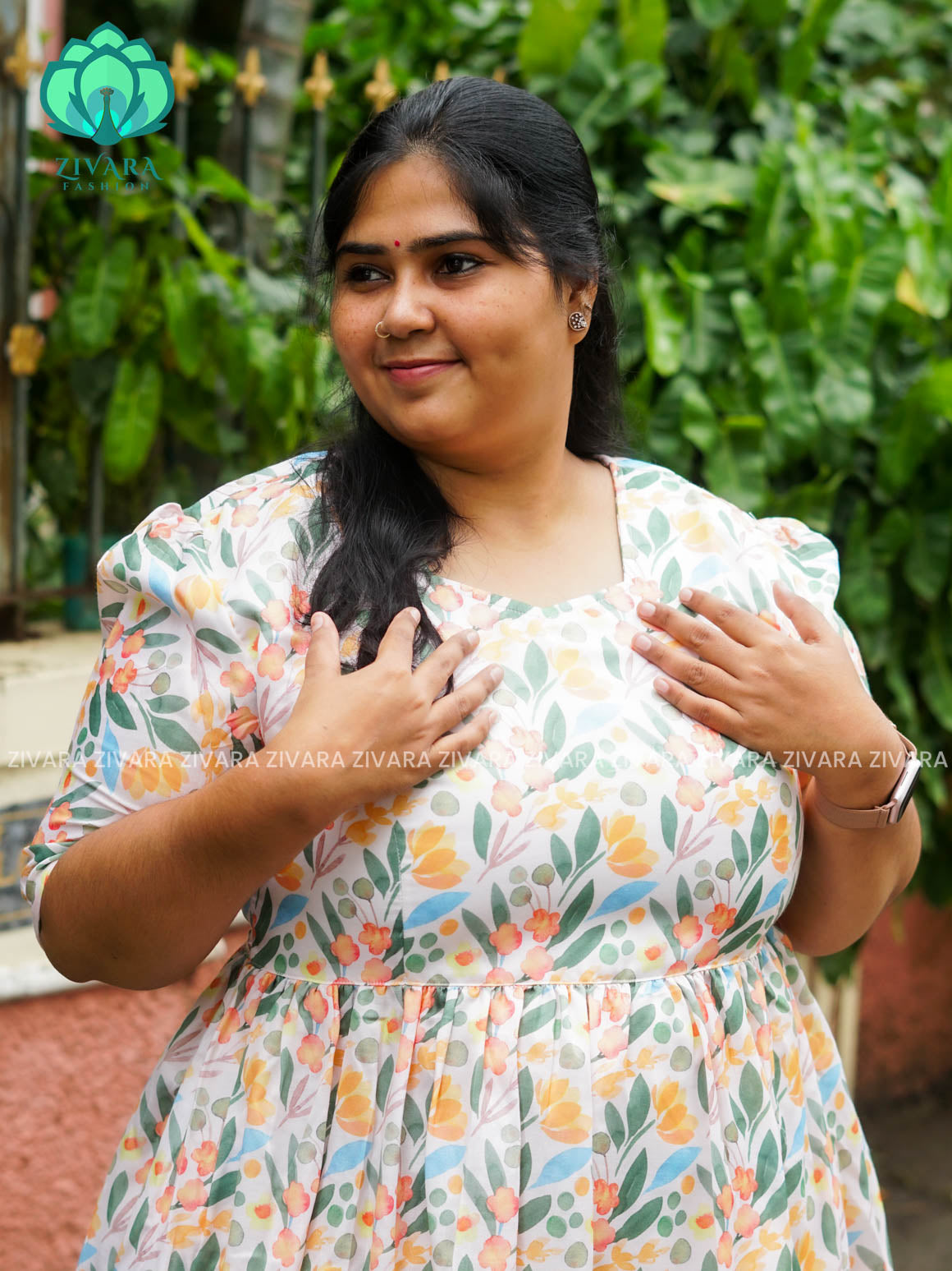 Mihira - FLORAL Comfy beautiful print Two tier COTTON  long maxis - Label Zivara