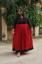 Manya - RED AND BLACK - Comfy beautiful print long anarkali - Label Zivara