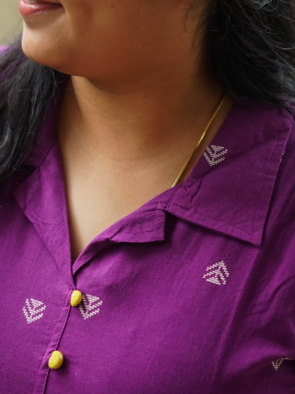 MANYA  - YELLOW AND PURPLE HANDLOOM COTTON - Comfy beautiful print long anarkali - Label Zivara