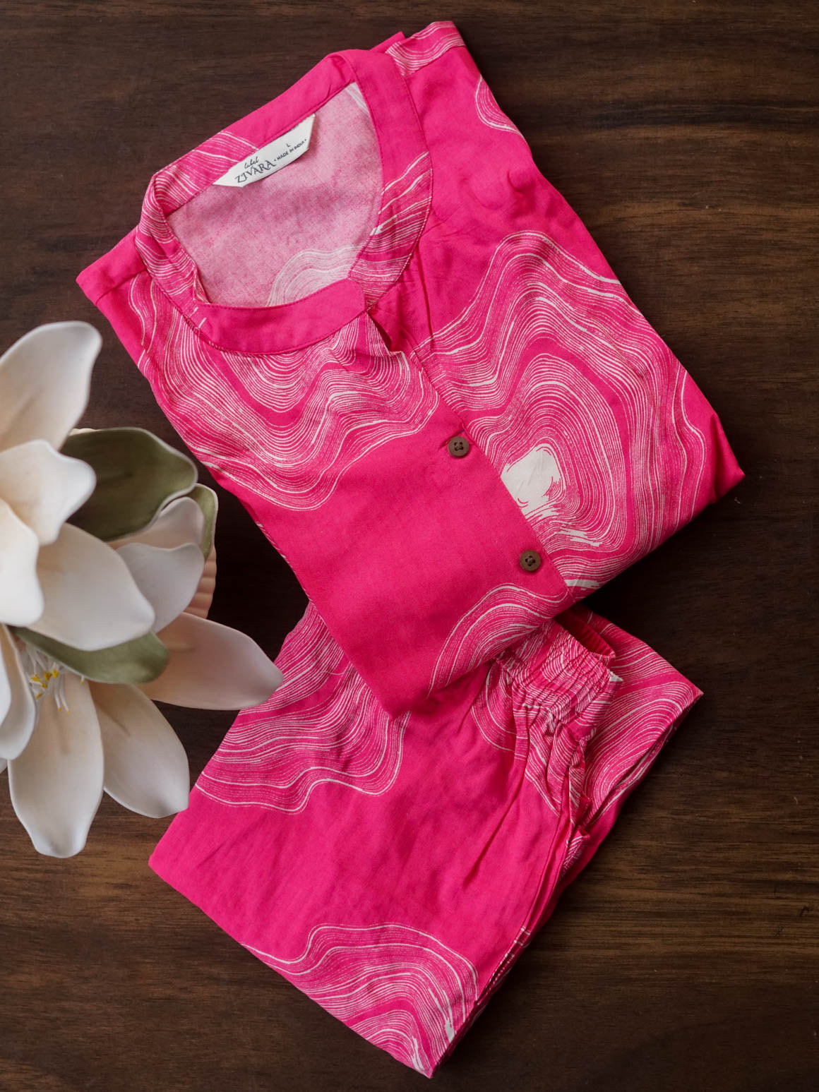 Sajna - PINK - Colourful Rayon everyday COMFY wear and office wear coord sets for women- Label Zivara