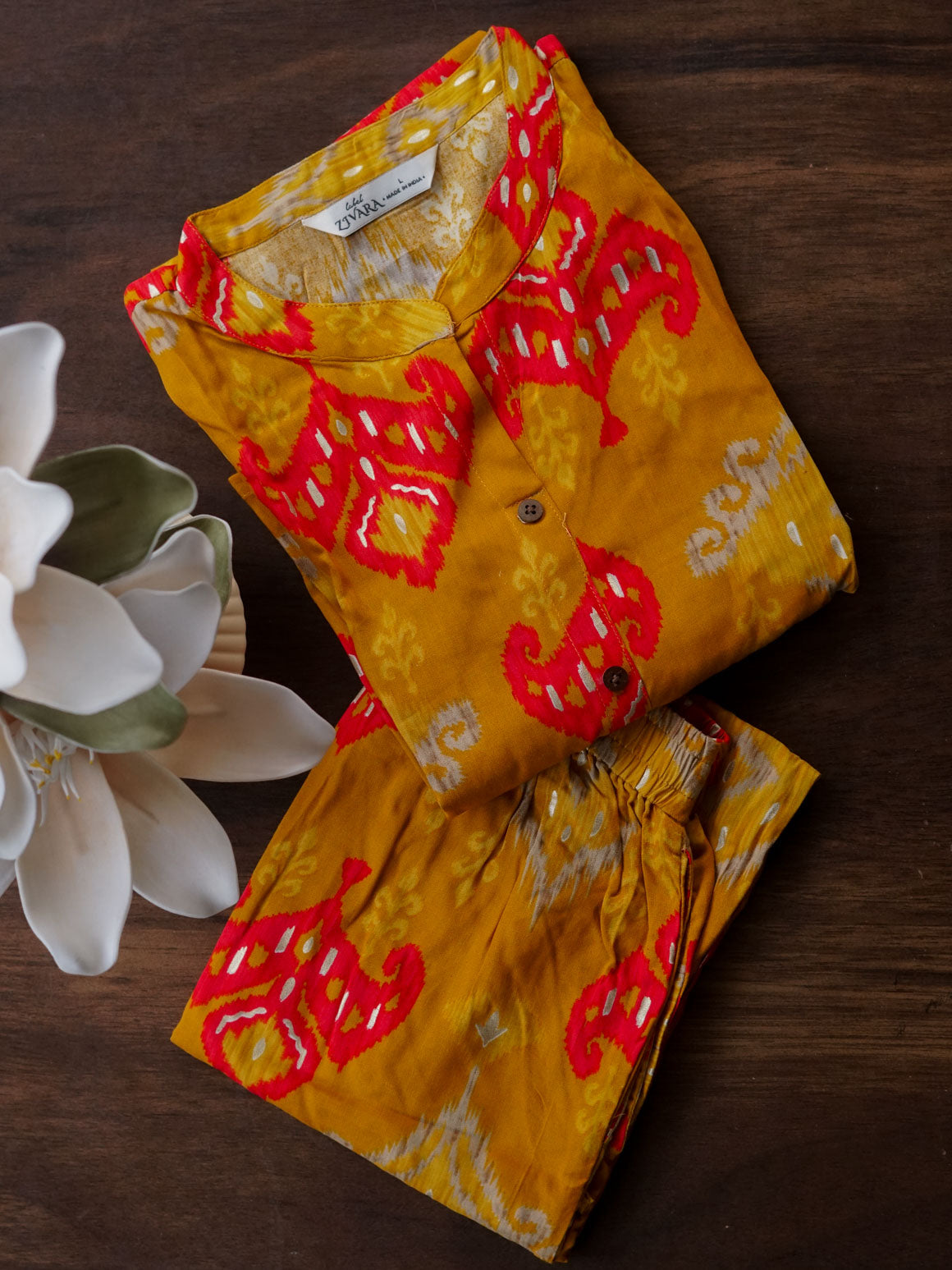 Sajna - MUSTARD - Colourful Rayon everyday COMFY wear and office wear coord sets for women- Label Zivara