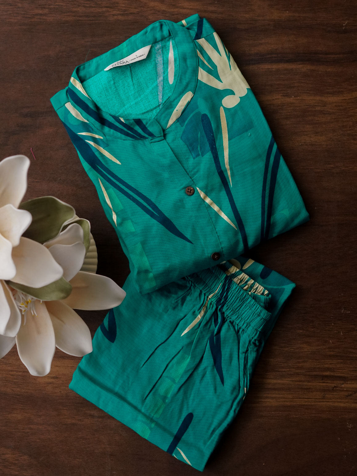 Sajna - TEAL BLUE - Colourful Rayon everyday COMFY wear and office wear coord sets for women- Label Zivara