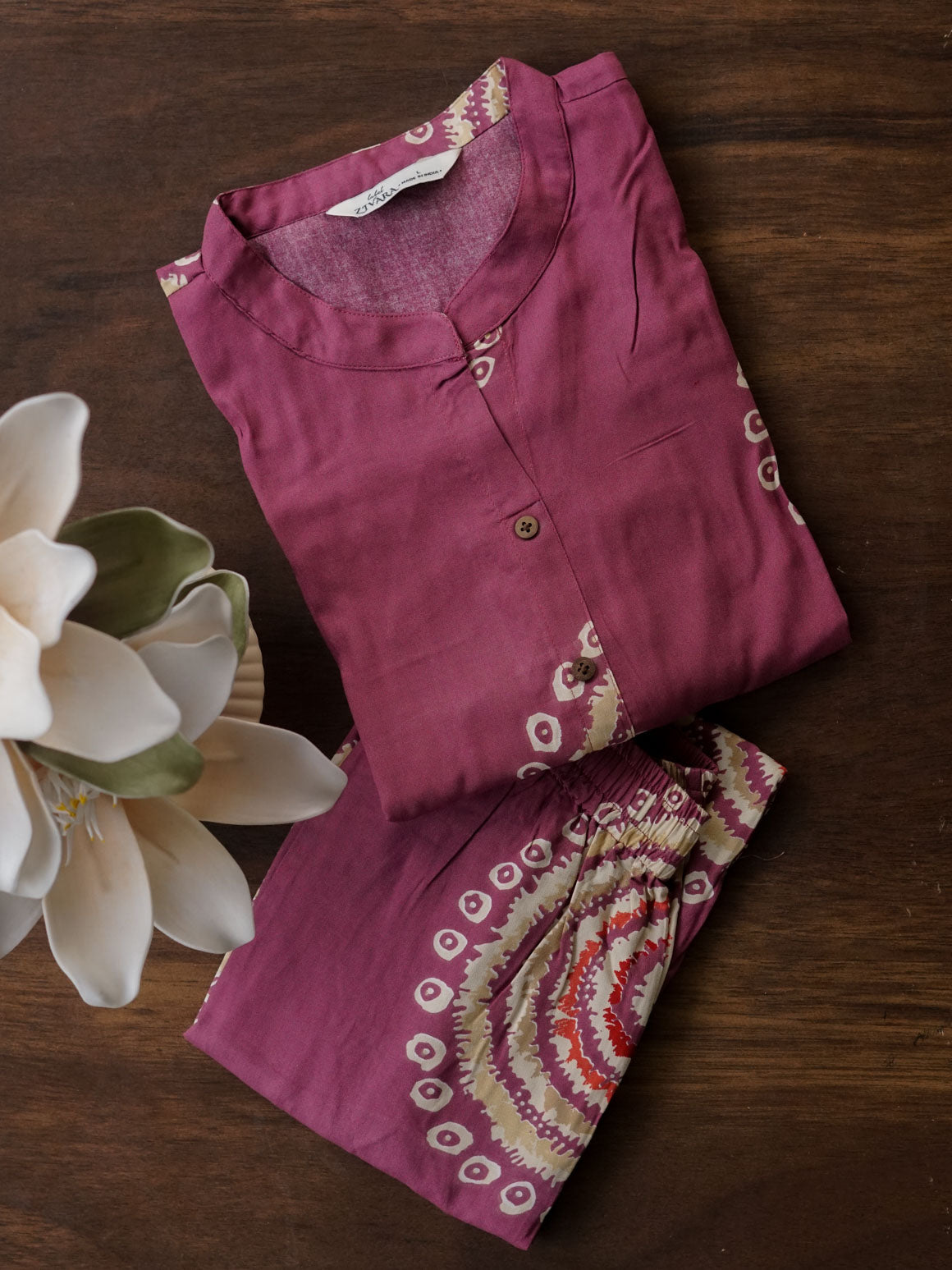 Sajna - PURPLE - Colourful Rayon everyday COMFY wear and office wear coord sets for women- Label Zivara