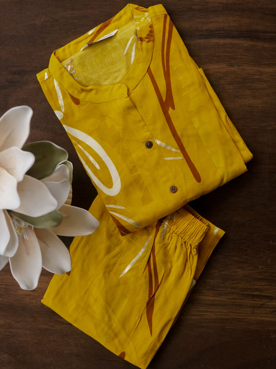 Sajna - YELLOW - Colourful Rayon everyday COMFY wear and office wear coord sets for women- Label Zivara
