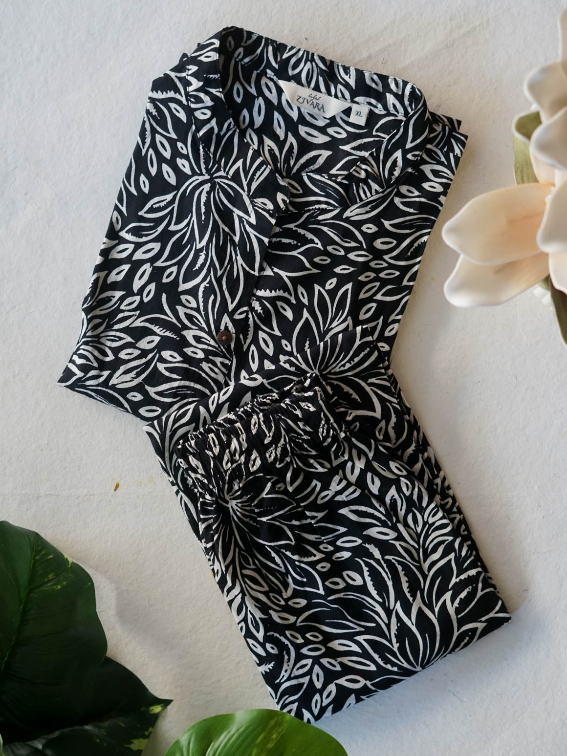 Mahi  -BLACK PRINT - Colourful cotton everyday COMFY wear and office wear coord sets for women- Label Zivara