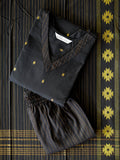 PREORDER - Kanthi  - Subtle black OFFICE WEARS- HANDLOOM COTTON- SALWAR SUIT WITH DUPATTA - LABEL ZIVARA