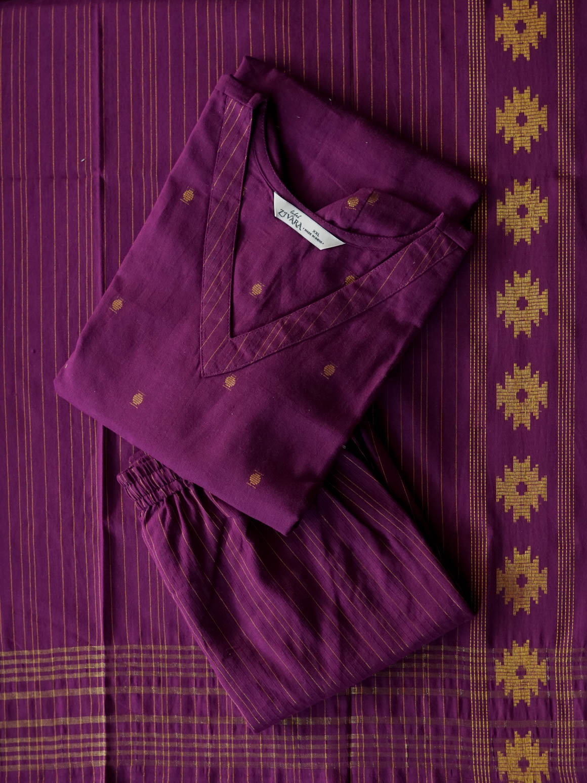PREORDER - Udhaya  - Brilliant purple OFFICE WEARS- HANDLOOM COTTON- SALWAR SUIT WITH DUPATTA - LABEL ZIVARA