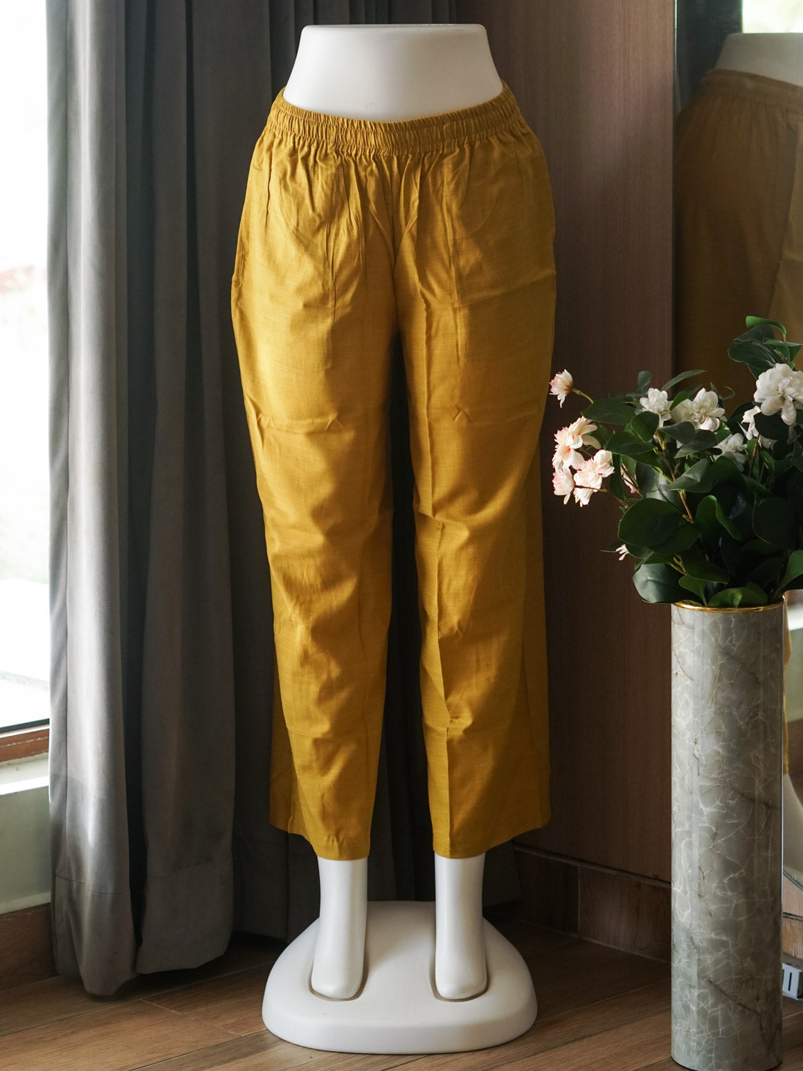 KAJAL - MUSTARD YELLOW - DAILY WEAR PANTS WITH POCKET - LABEL ZIVARA