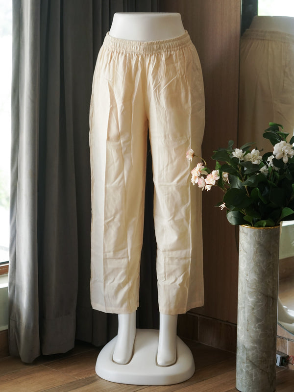 KAJAL - OFF WHITE  - DAILY WEAR PANTS WITH POCKET - LABEL ZIVARA