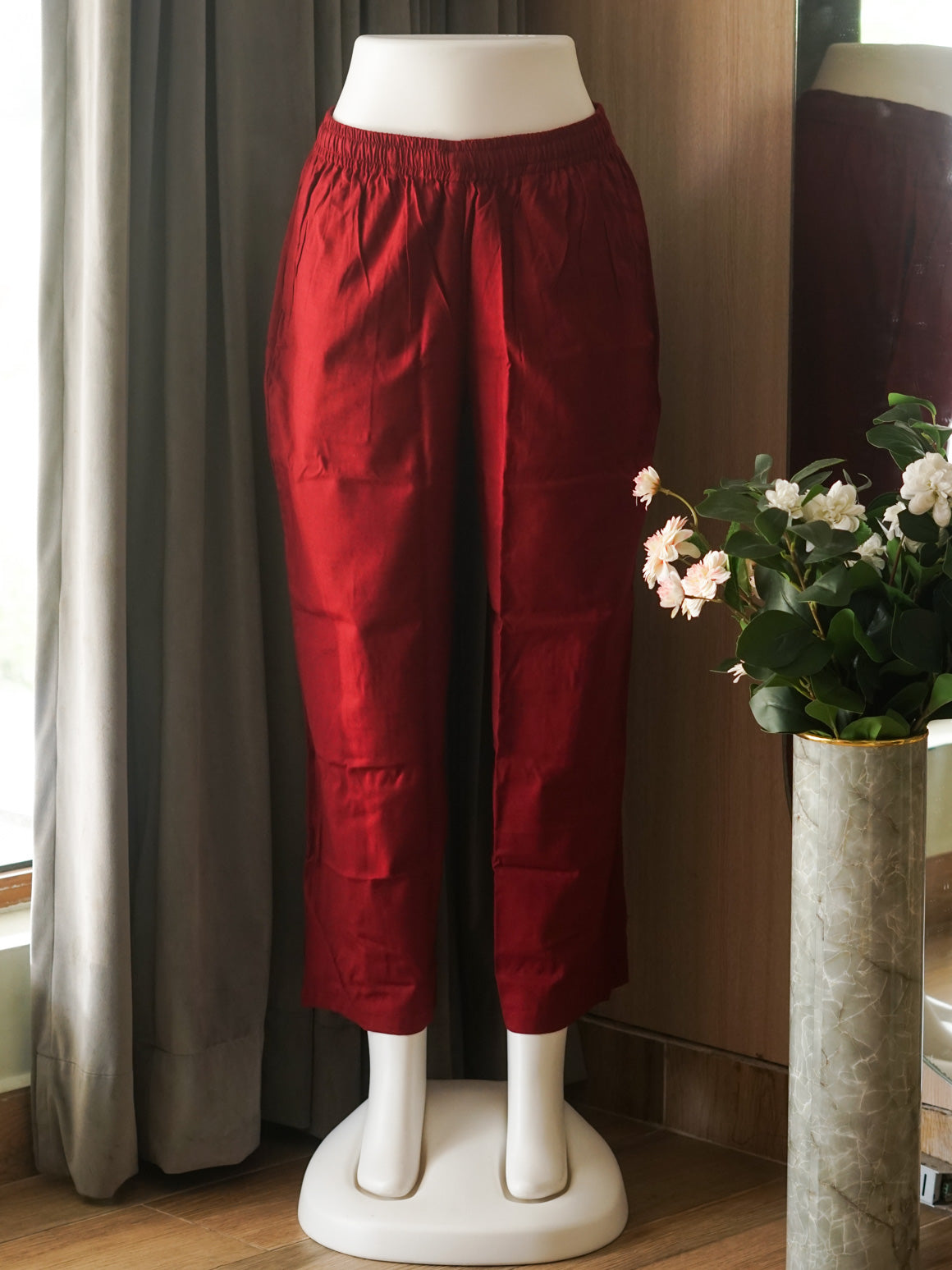 KAJAL - MAROON  - DAILY WEAR PANTS WITH POCKET - LABEL ZIVARA