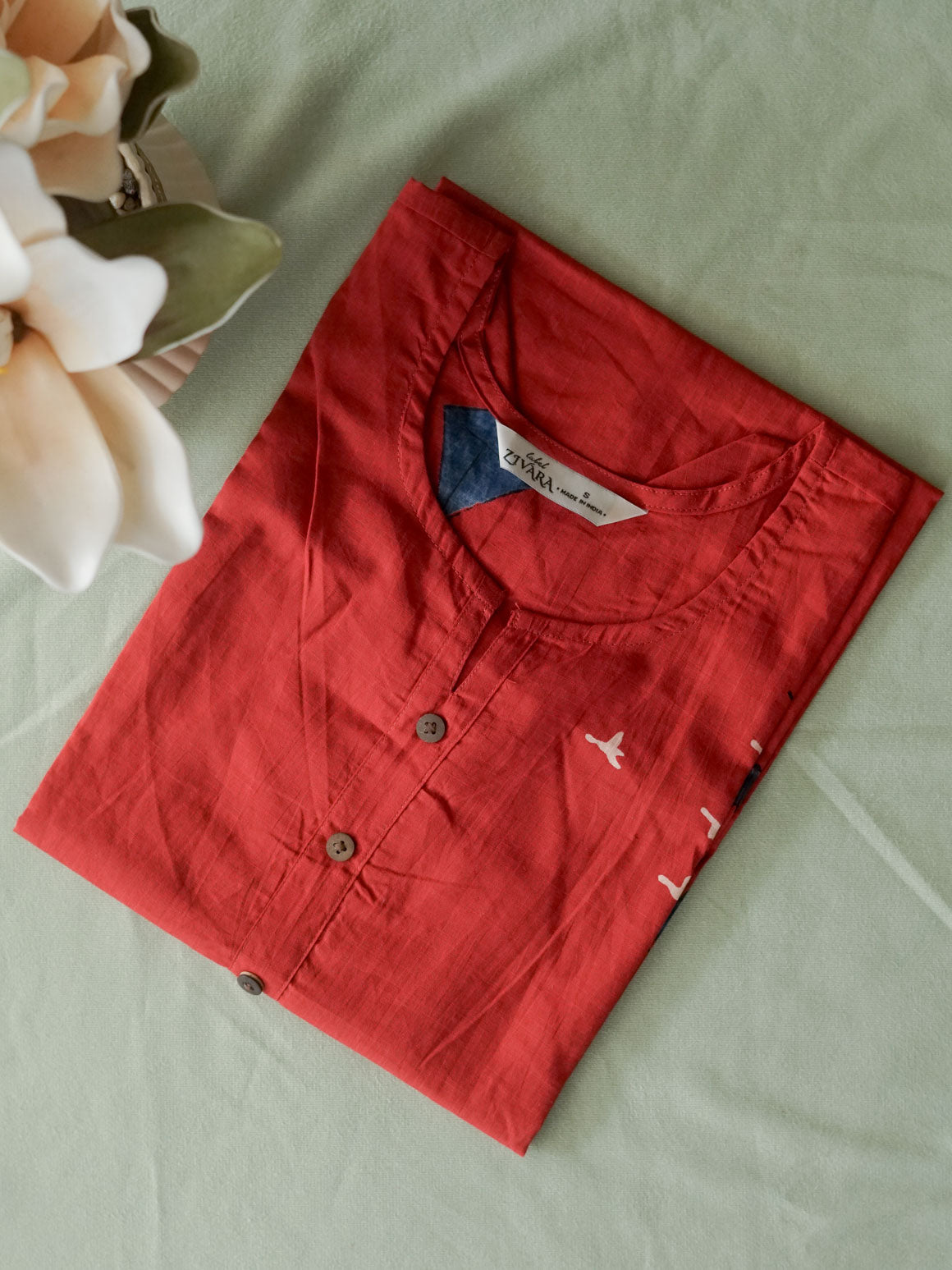 Mira-RED KITE   -Trending print cotton straight cut kurthi for office wear - LABEL ZIVARA