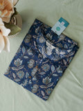 Mira-BLUE FLORAL -Trending print cotton straight cut kurthi for office wear - LABEL ZIVARA