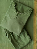 Iniya  - Green  - OFFICE WEARS- HANDLOOM COTTON- SALWAR SUIT WITH DUPATTA - LABEL ZIVARA