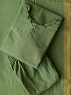 PREORDER- Iniya  - Green  - OFFICE WEARS- HANDLOOM COTTON- SALWAR SUIT WITH DUPATTA - LABEL ZIVARA