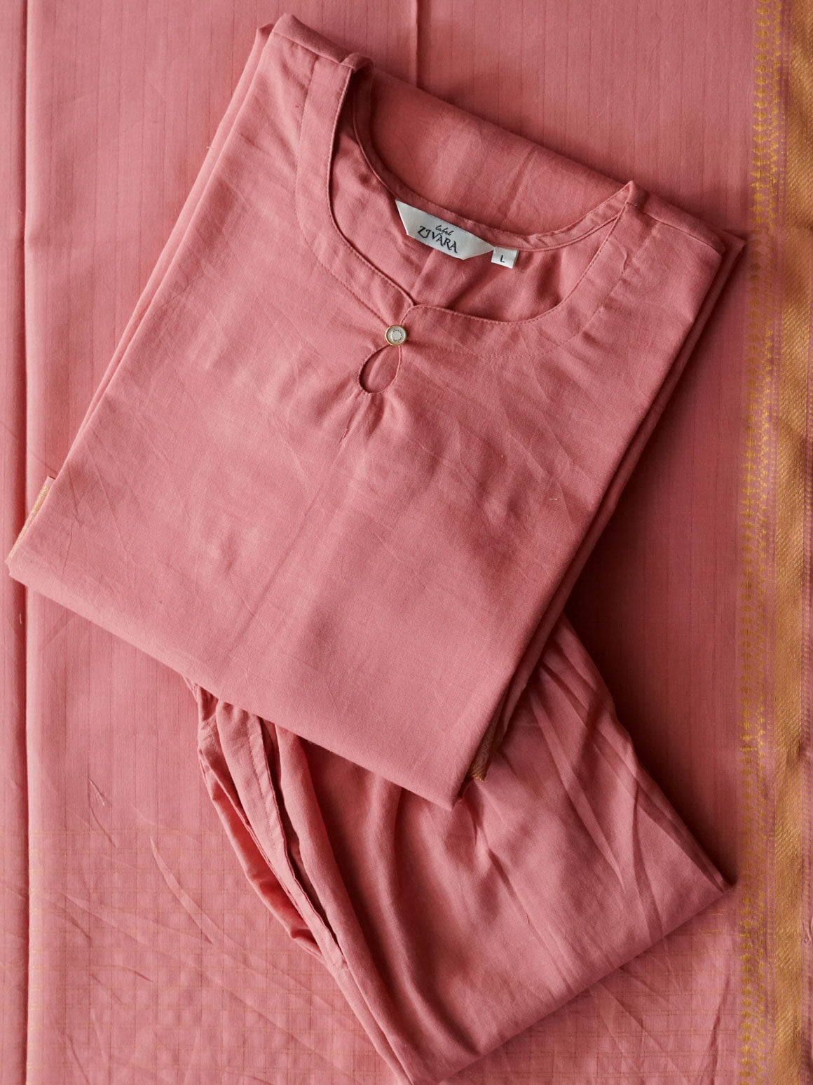 PREORDER Iniya  - Pink - OFFICE WEARS- HANDLOOM COTTON- SALWAR SUIT WITH DUPATTA - LABEL ZIVARA