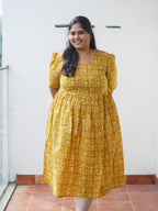 Manvi - Mustard Animal print COMFY maxi for women - Label Zivara
