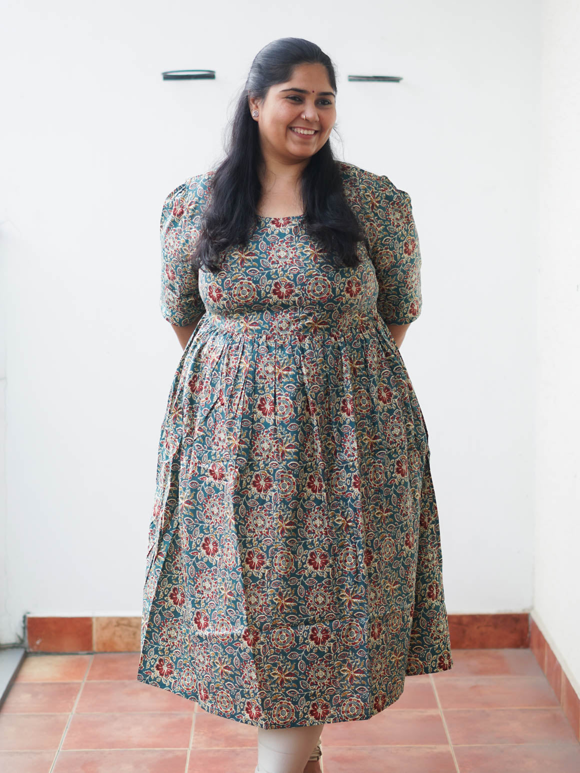 Manvi - Green Floral print COMFY maxi for women - Label Zivara