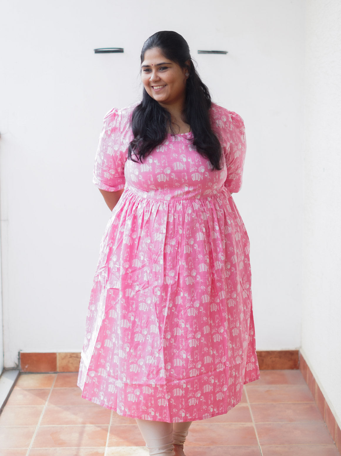 Manvi - Pink Animal print COMFY maxi for women - Label Zivara