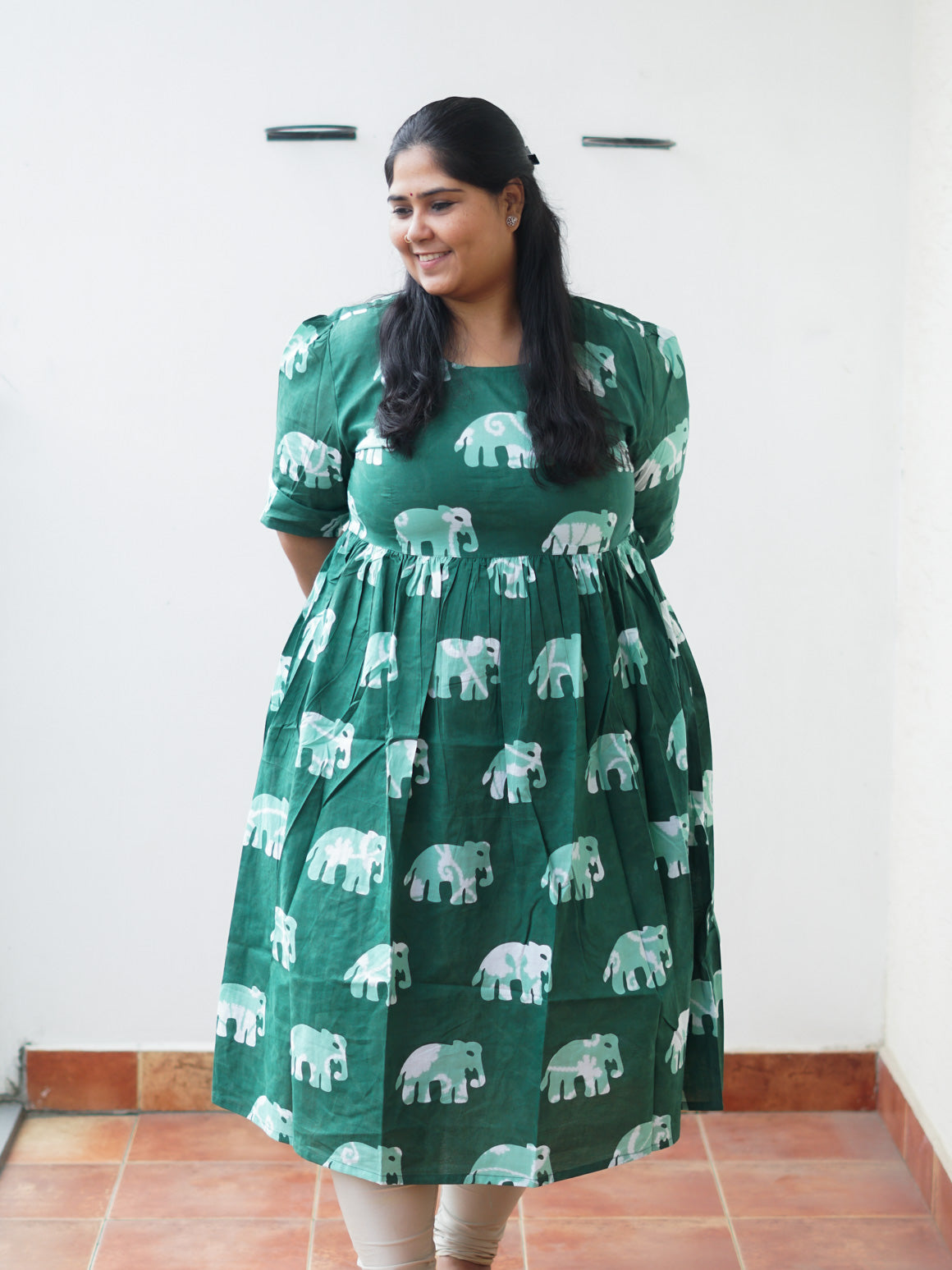 Manvi - Green Elephant COMFY maxi for women- Label Zivara