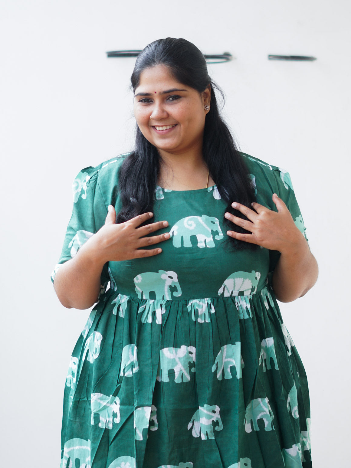 Manvi - Green Elephant COMFY maxi for women- Label Zivara