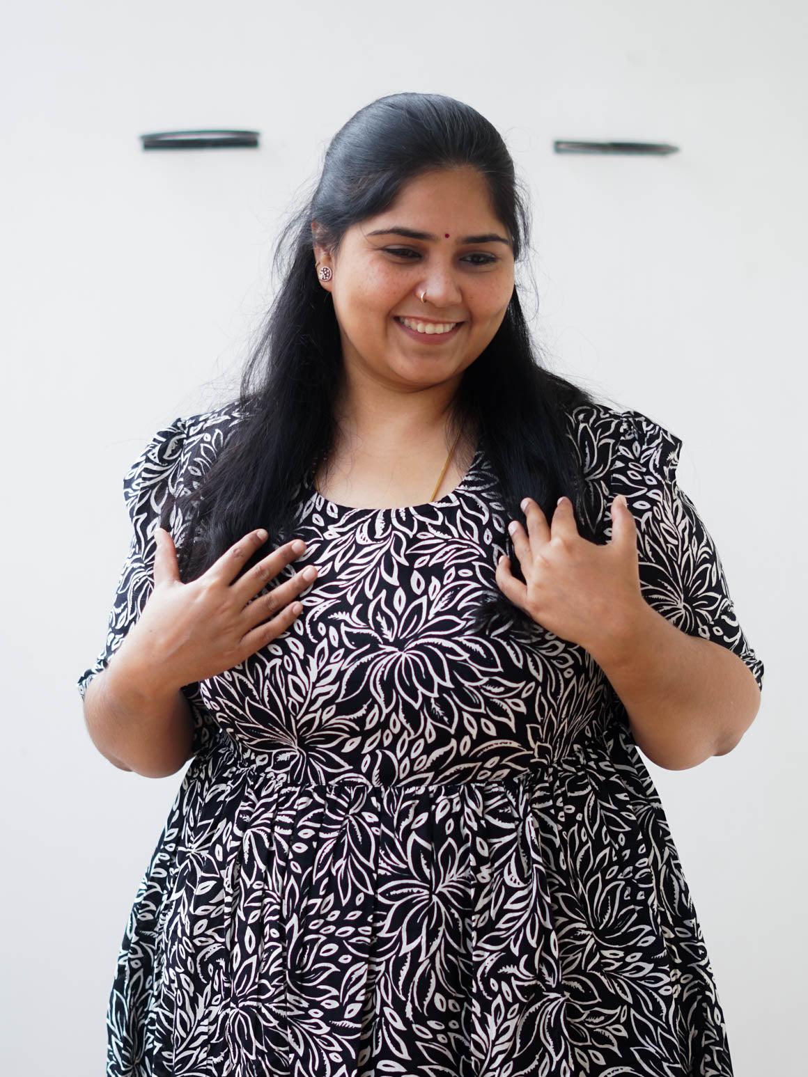 Manvi - Black Floral COMFY maxi for women- Label Zivara