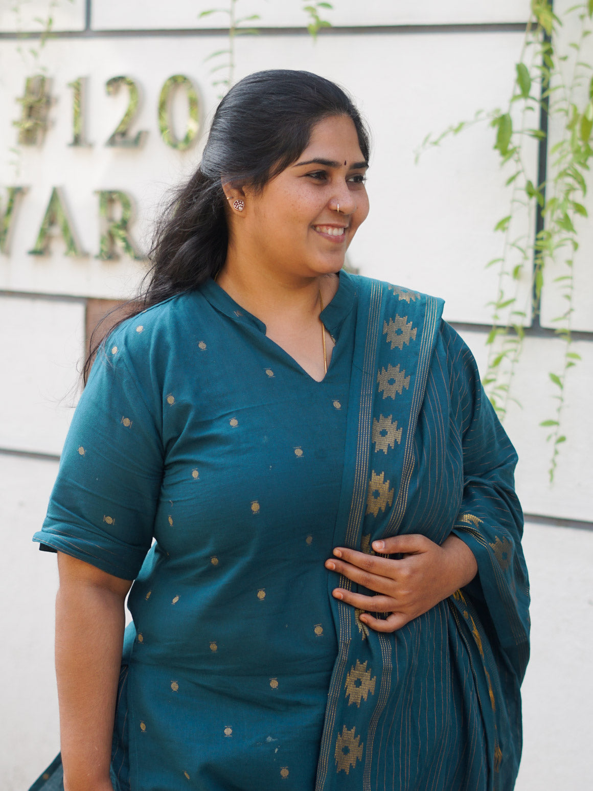 PREORDER - Mayuram - Teal OFFICE WEARS- HANDLOOM COTTON- SALWAR SUIT WITH DUPATTA - LABEL ZIVARA