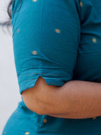 PREORDER - Mayuram - Teal OFFICE WEARS- HANDLOOM COTTON- SALWAR SUIT WITH DUPATTA - LABEL ZIVARA