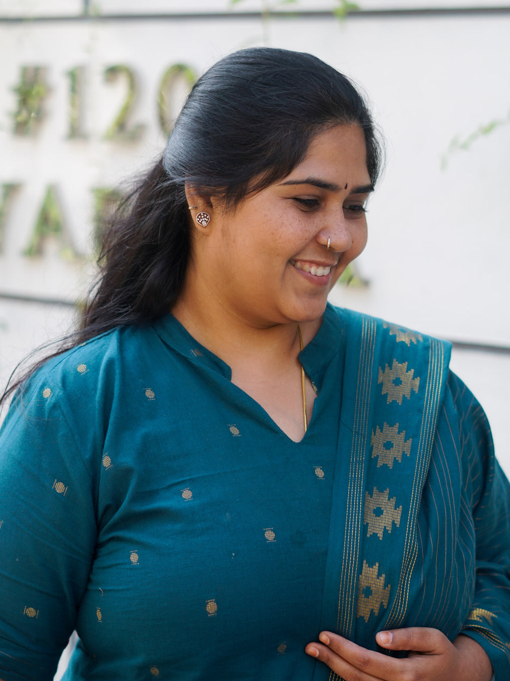 PREORDER - Mayuram - Teal OFFICE WEARS- HANDLOOM COTTON- SALWAR SUIT WITH DUPATTA - LABEL ZIVARA