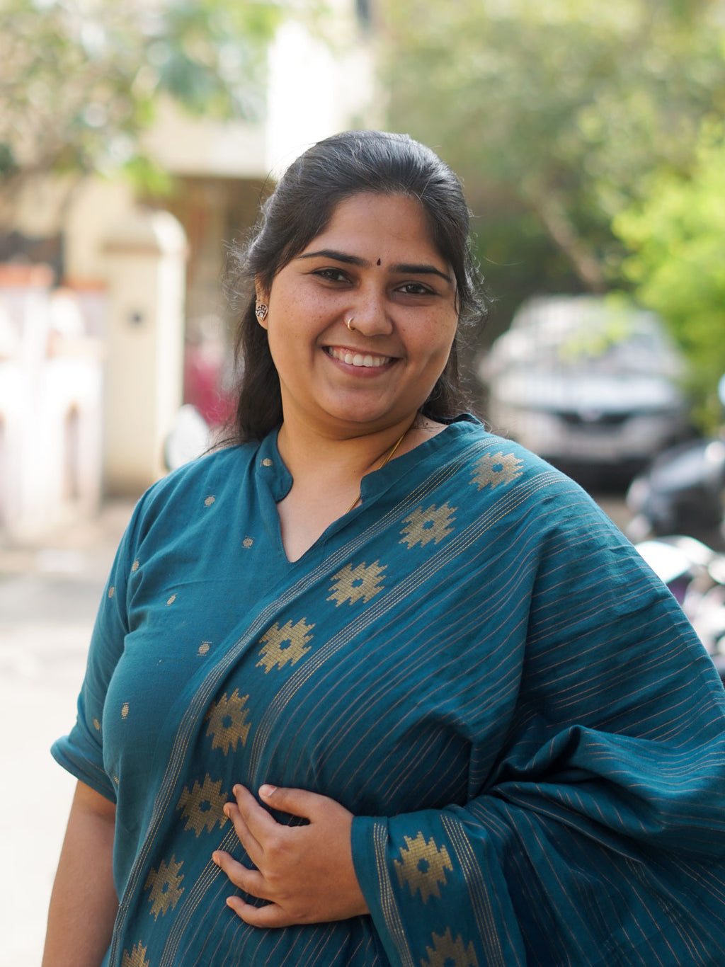 PREORDER - Mayuram - Teal OFFICE WEARS- HANDLOOM COTTON- SALWAR SUIT WITH DUPATTA - LABEL ZIVARA