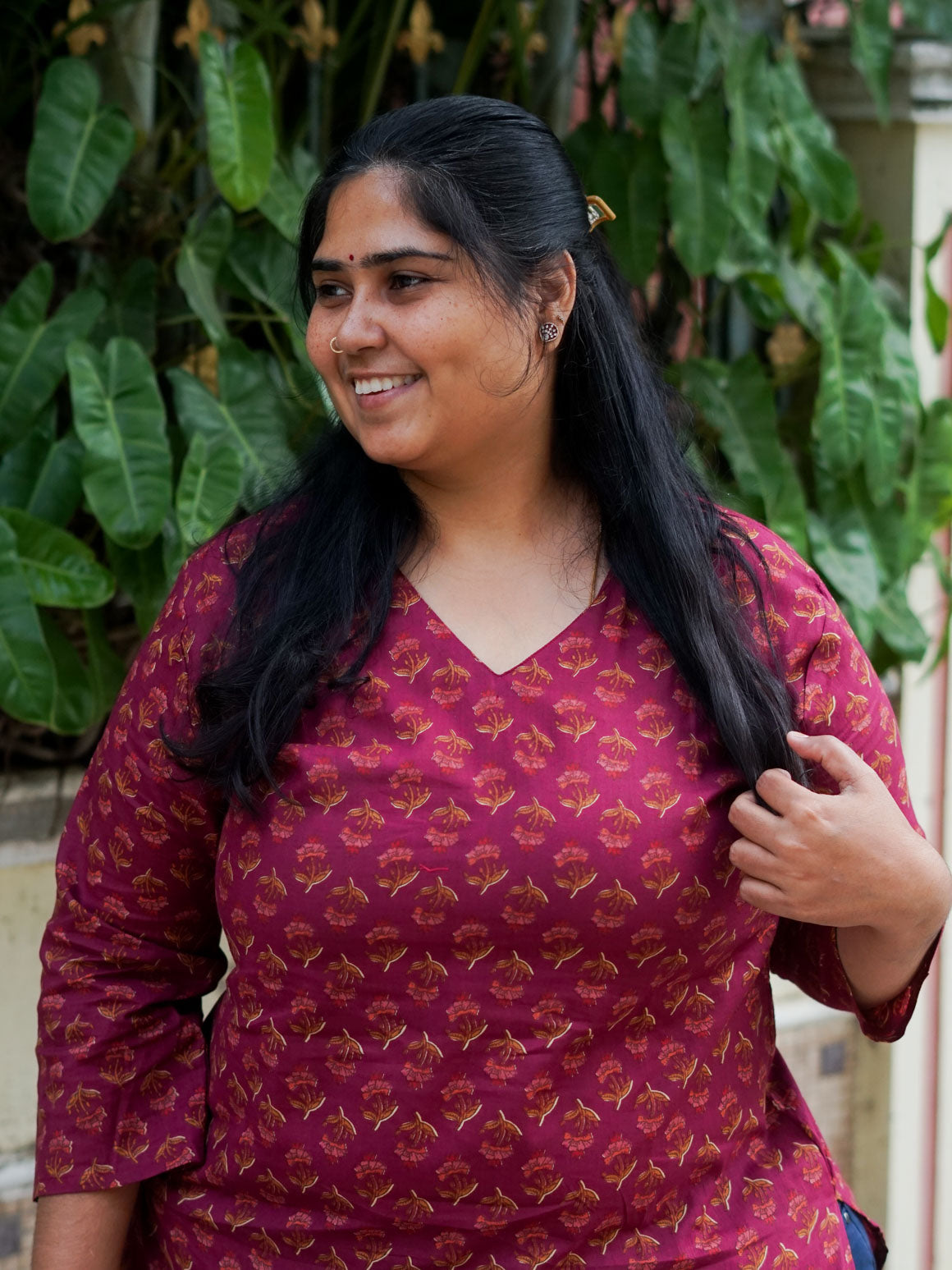 Mira -PURPLE FLORAL-Trending print cotton straight cut kurti for office wear - LABEL ZIVARA