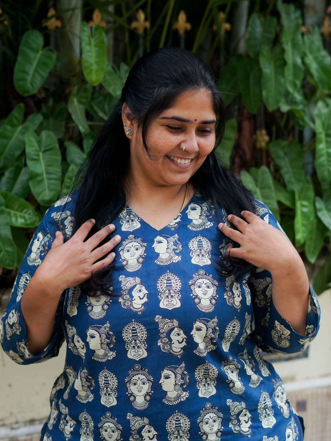 Mira -BLUE KALAMKARI -Trending print cotton straight cut kurti for office wear - LABEL ZIVARA