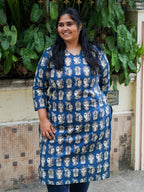 Mira -BLUE KALAMKARI -Trending print cotton straight cut kurti for office wear - LABEL ZIVARA