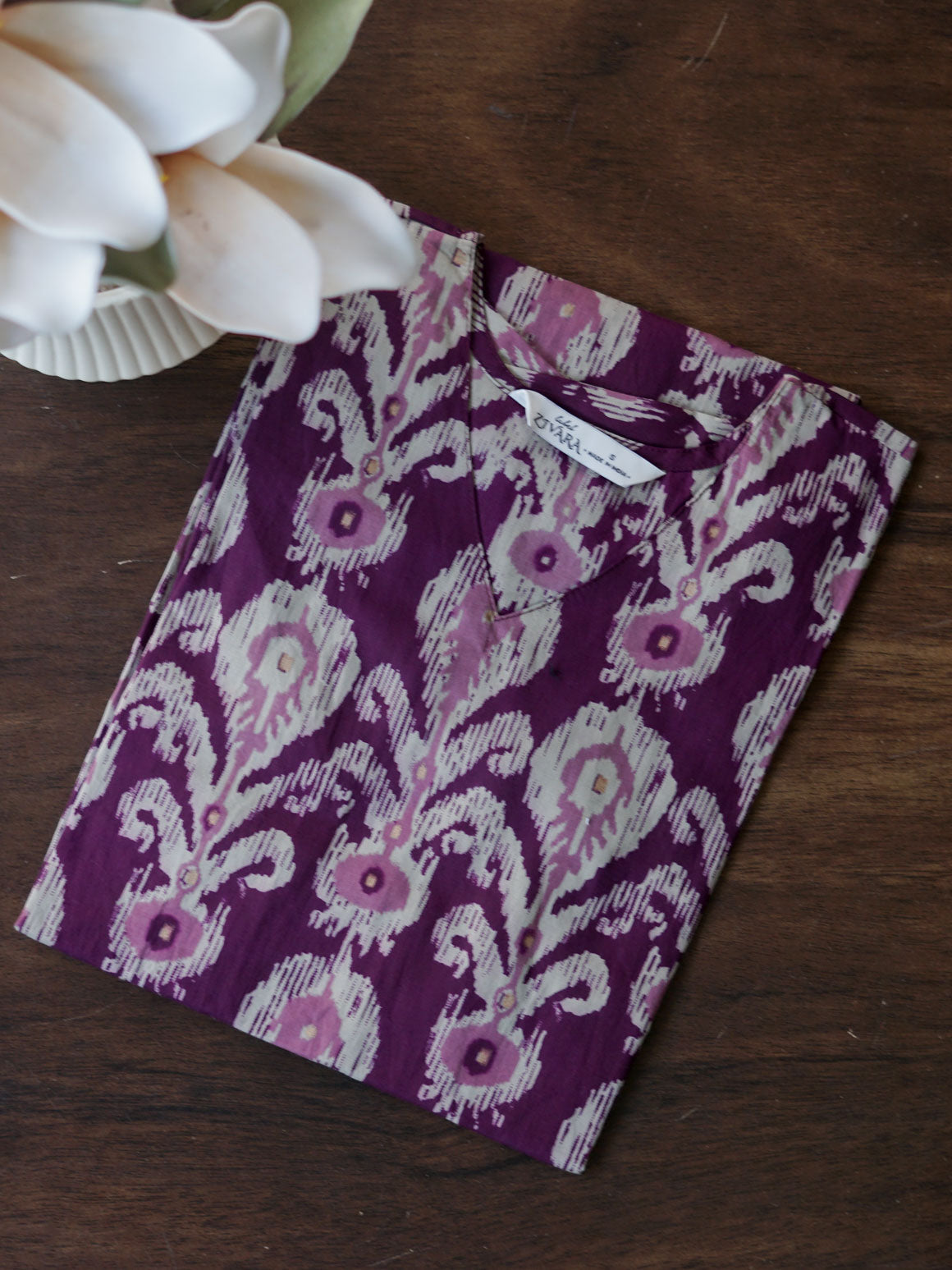 Mira -PURPLE  -Trending print cotton straight cut kurti for office wear - LABEL ZIVARA