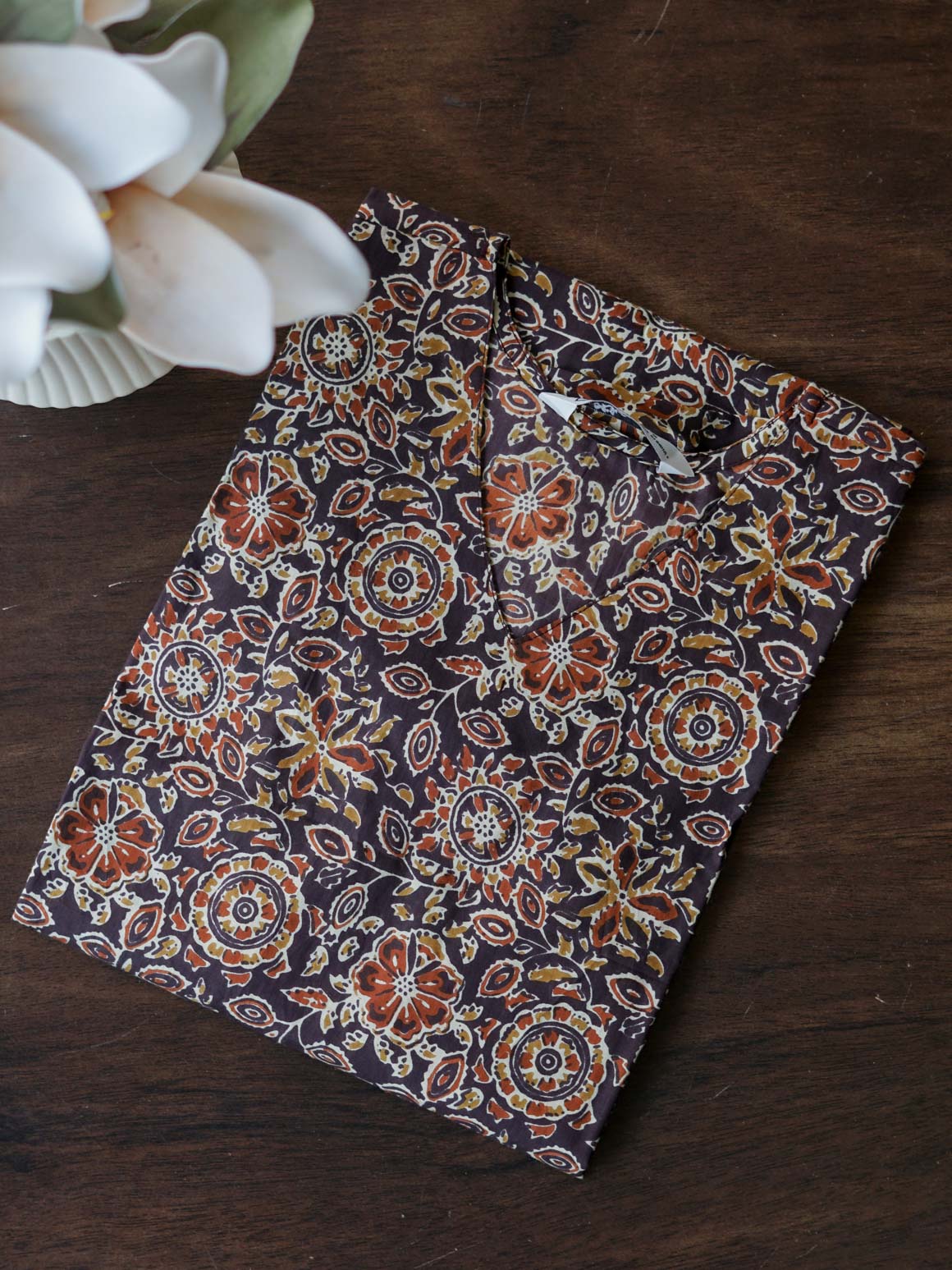 Mira -BROWN FLORAL-Trending print cotton straight cut kurti for office wear - LABEL ZIVARA