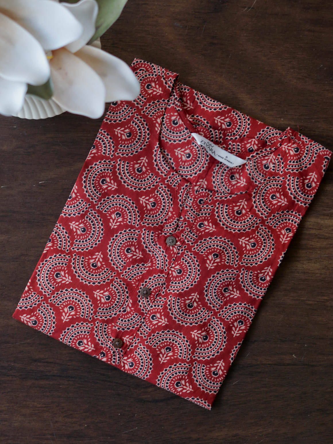 Mira -BROWN   -Trending print cotton straight cut kurti for office wear - LABEL ZIVARA