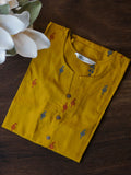 Mira -YELLOW HANDLOOM -Trending print cotton straight cut kurti for office wear - LABEL ZIVARA