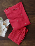 PEACH HEART BUTTA - MONA - COMFY AND OFFICE WEAR pure handloom cotton pre-washed Full length straight cut coord sets for women- Label Zivara
