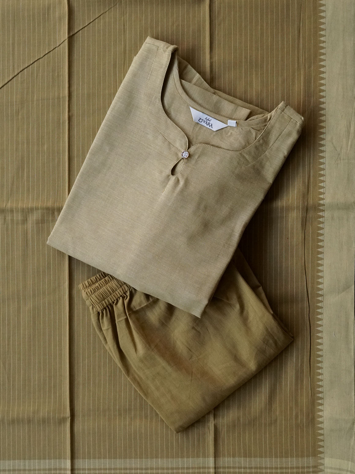 PREORDER- KEERTHI  - MUSHROOM  - OFFICE WEARS- HANDLOOM COTTON- SALWAR SUIT WITH DUPATTA - LABEL ZIVARA